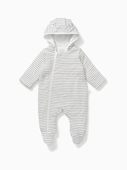 MORI Grey Stripe Cosy Zip-Up Pramsuit - Image 1 of 1