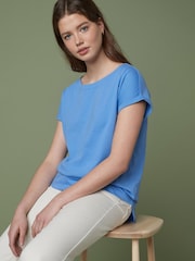Blue Pale Cap Sleeve T-Shirt Top - Image 1 of 5