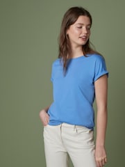 Blue Pale Cap Sleeve T-Shirt Top - Image 3 of 5