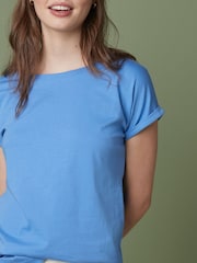 Blue Pale Cap Sleeve T-Shirt Top - Image 4 of 5