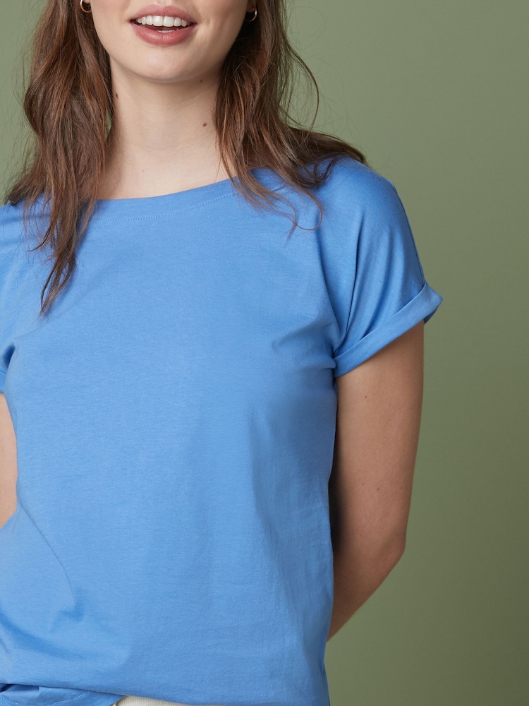 Blue Pale Cap Sleeve T-Shirt Top - Image 4 of 5