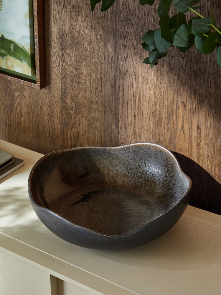 Black Extra Large Reactive Glaze Decorative Bowl - Image 1 of 3