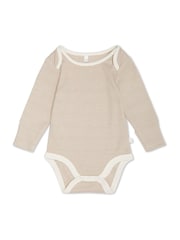 MORI Oatmeal Stripe Long Sleeve Envelope Neckline Bodysuit - Image 4 of 4