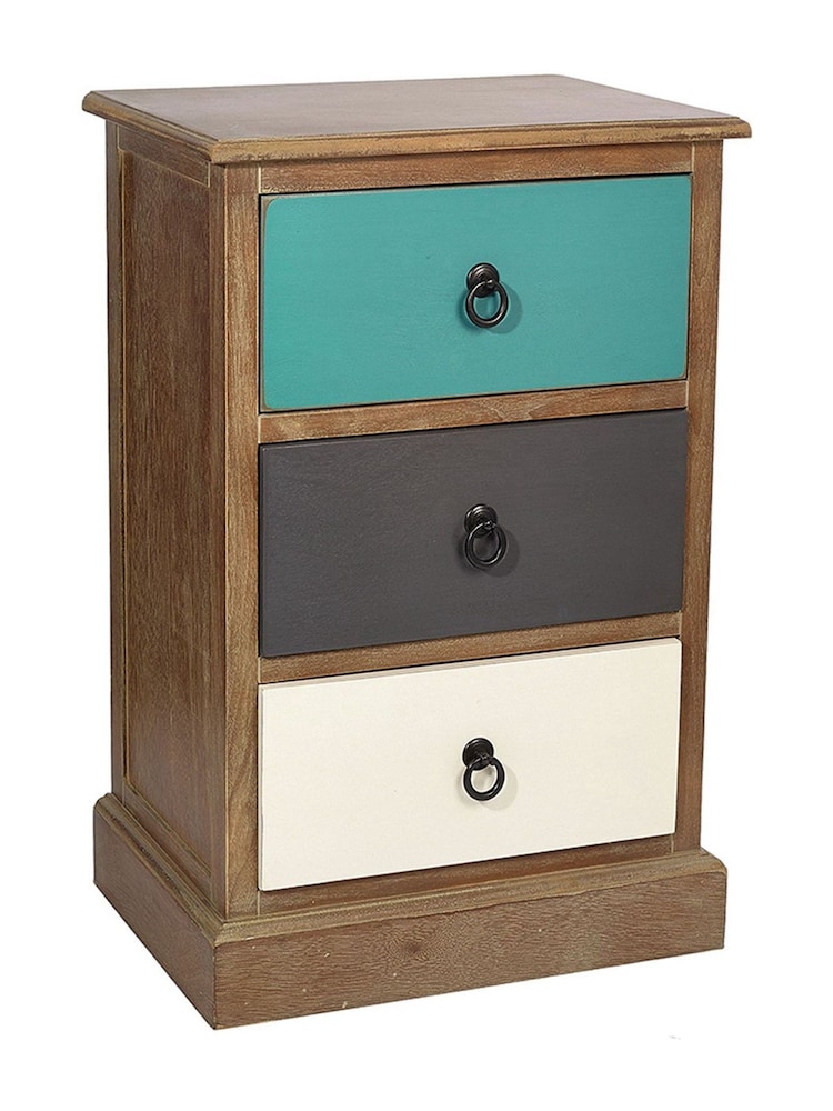 Pacific Multi Pine Wood 3 Drawer Bedside Table - Image 3 of 3