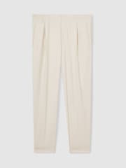 Reiss Ecru Brighton Relaxed Drawstring Trousers with Turn-Ups - Image 2 of 6