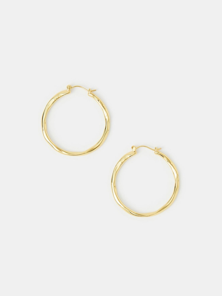 Accessorize 14ct Plated Molten Hoop Earrings - 1суретінің 1 суреті