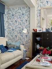Laura Ashley Royal Blue Summer Palace A4 Wallpaper Sample - Image 1 of 2