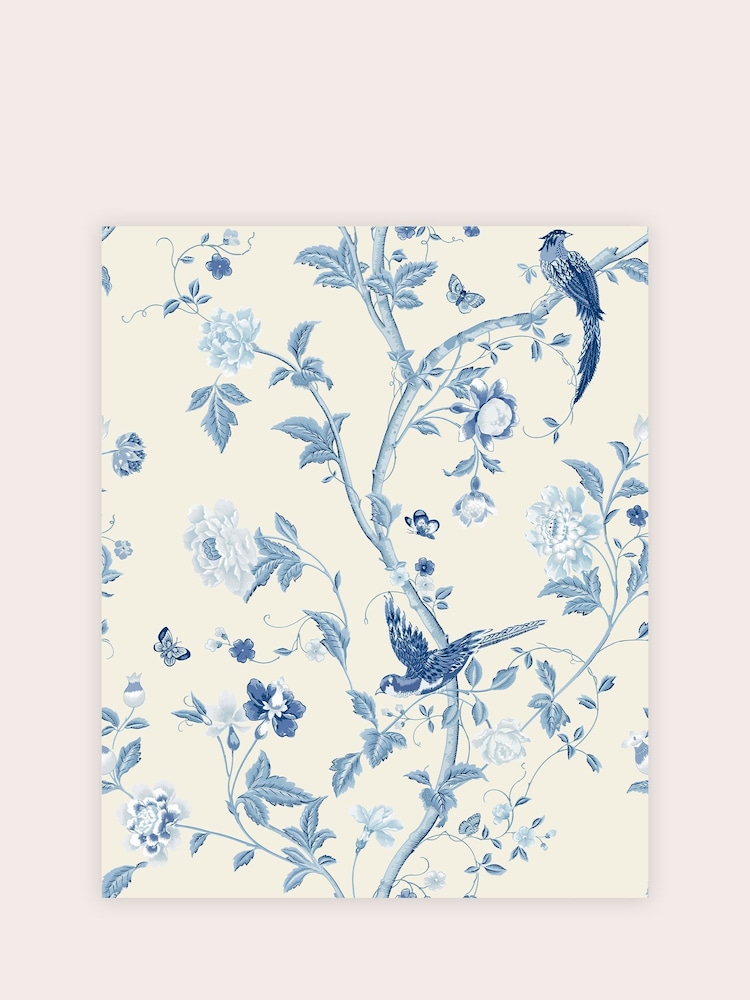 Laura Ashley Royal Blue Summer Palace A4 Wallpaper Sample - Image 2 of 2