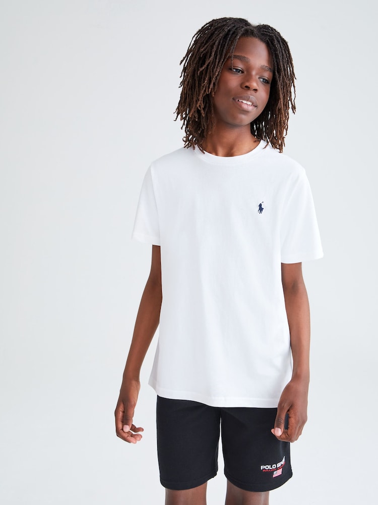 Polo Ralph Lauren White Leather Boys Jersey Crewneck T-Shirt - Image 1 of 2