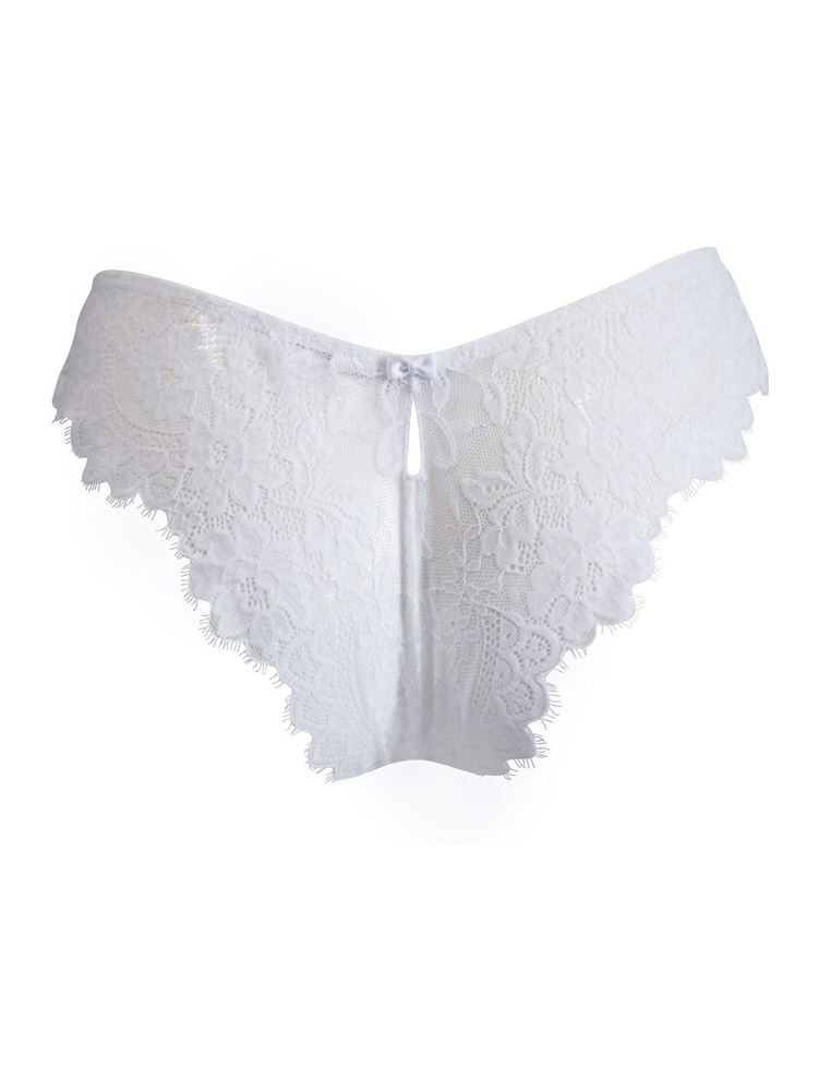 Pour Moi White Brief India Eyelash Lace V Knickers - Image 5 of 5
