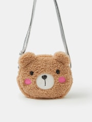 Angels By Accessorize Brown Fluffy Bear Crossbody Bag - Image 1 of 2