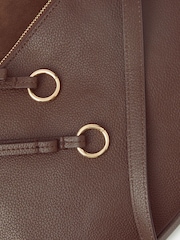 Accessorize Brown Leather Messenger Cross-Body Bag - Image 3 of 3