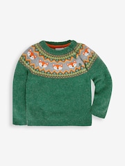 JoJo Maman Bébé Green Fox Fairisle Pattern Jumper - Image 1 of 2