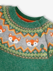 JoJo Maman Bébé Green Fox Fairisle Pattern Jumper - Image 2 of 2