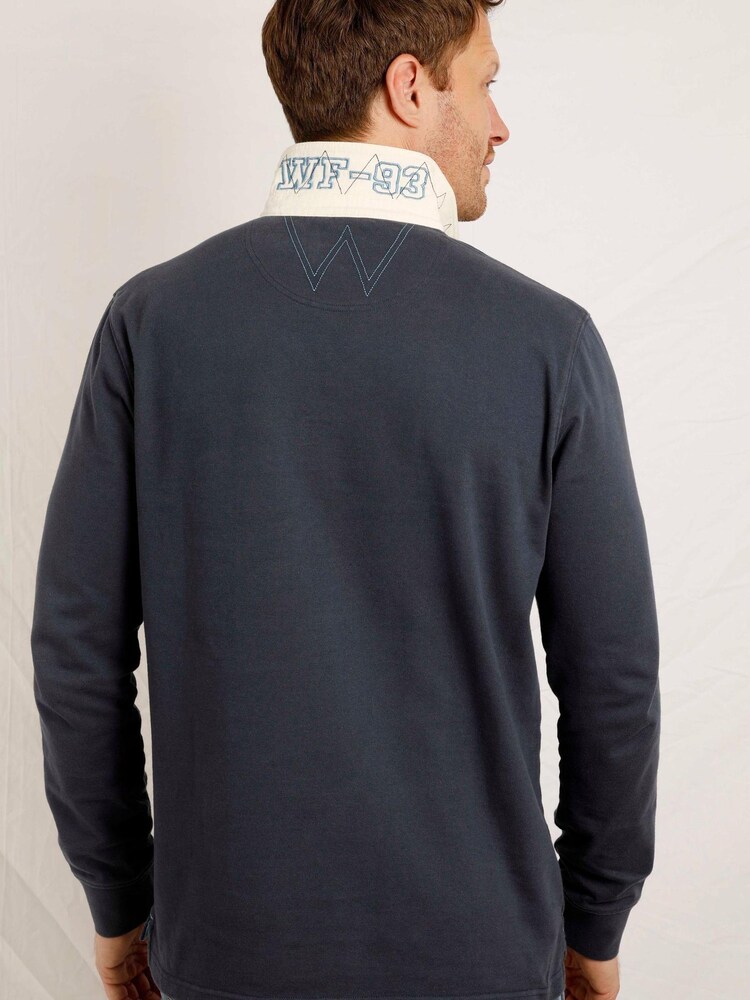 Weird Fish Blue Fulshaw Organic Long Sleeve Rugby Shirt - Image 2 of 7