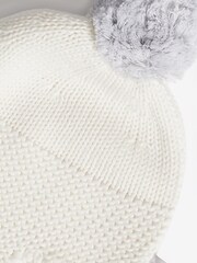 The Little Tailor Baby Knitted Trapper 100% Cotton Hat with Pom Pom - Image 2 of 3