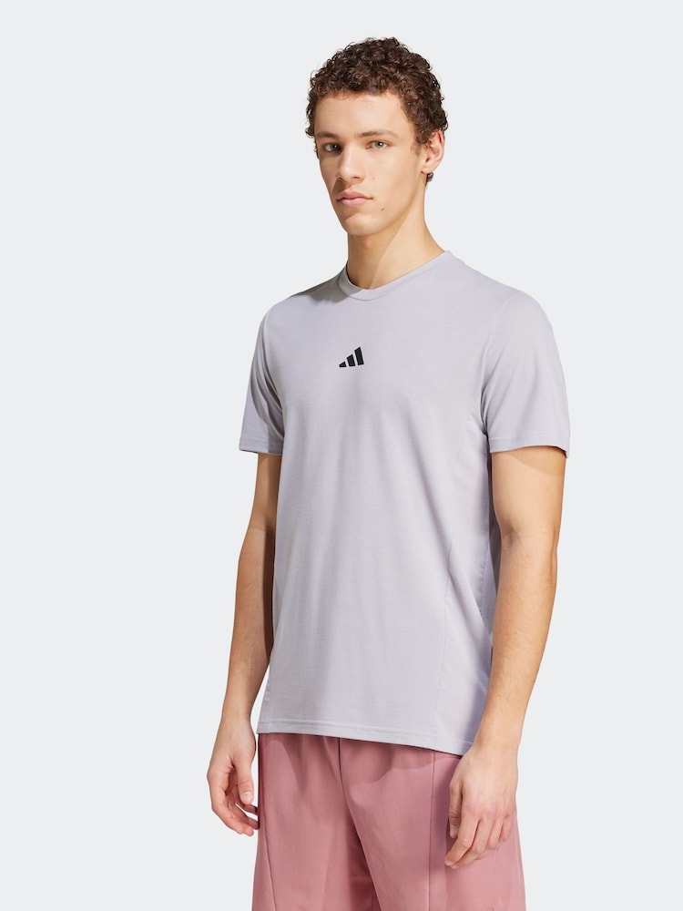 adidas Grey Designed for Training Workout T-Shirt - Image 1 of 7