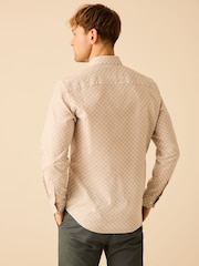 Neutral Brown Geometric Regular Fit Easy Care Printed Shirt - Image 3 of 5