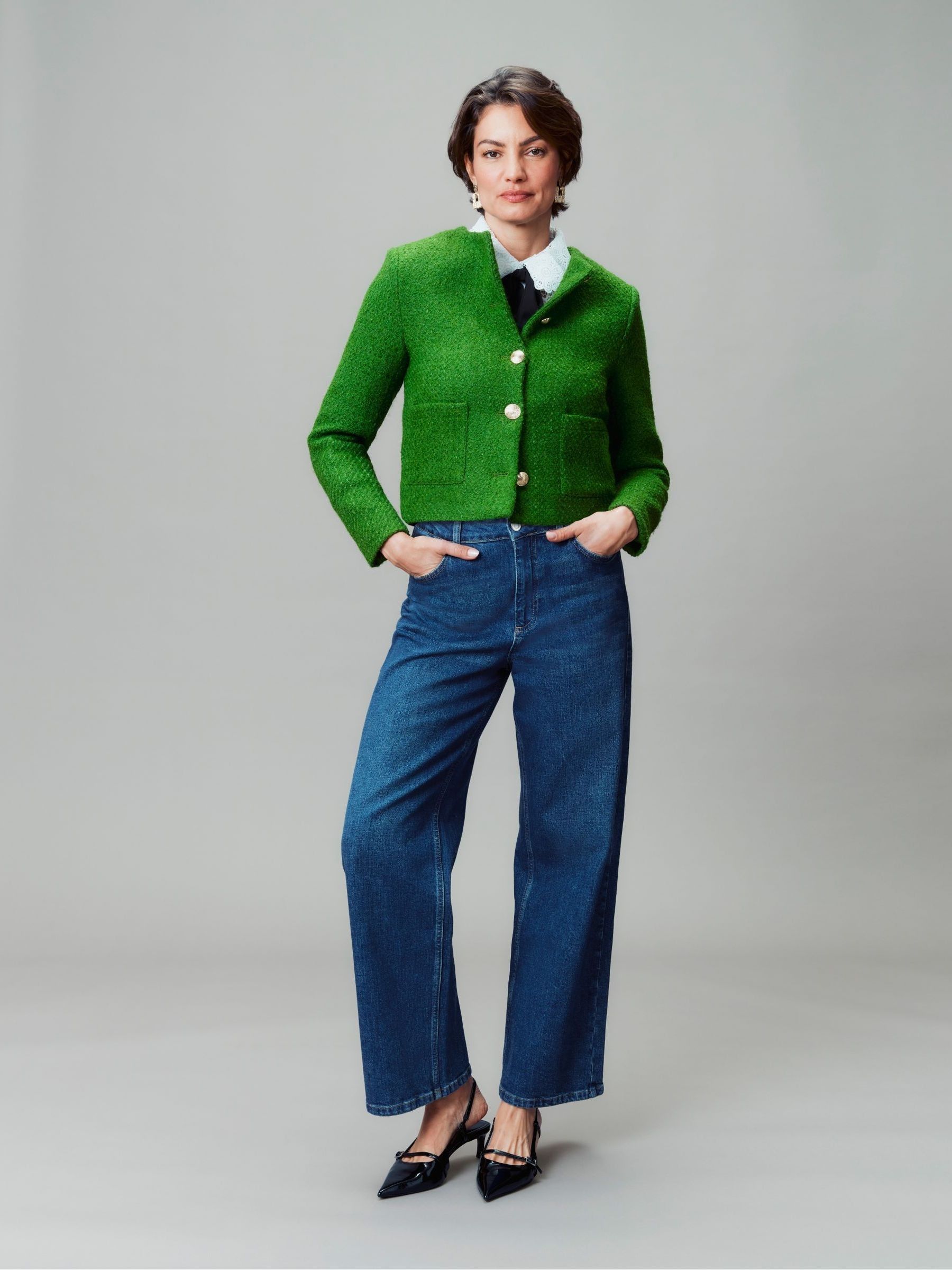 Buy Monsoon Green Maya Tweed Crop Jacket from Next Luxembourg