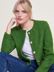 Monsoon Green Maya Tweed Crop Jacket - Image 2 of 6