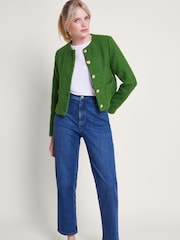 Monsoon Green Maya Tweed Crop Jacket - Image 3 of 6
