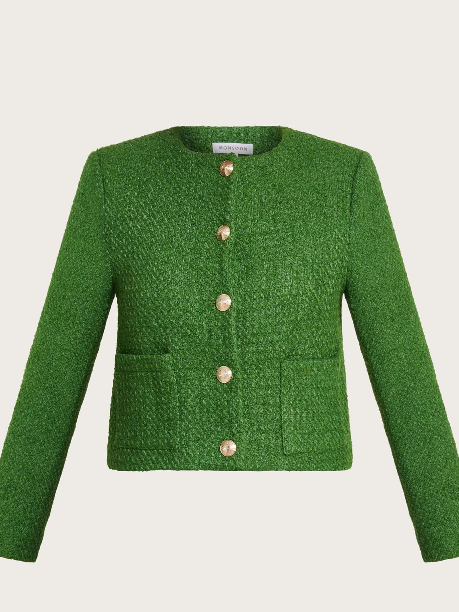 Buy Monsoon Green Maya Tweed Crop Jacket from Next Luxembourg