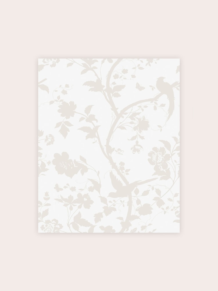 Laura Ashley White Oriental Garden Pearlescent A4 Wallpaper Sample - Image 2 of 2