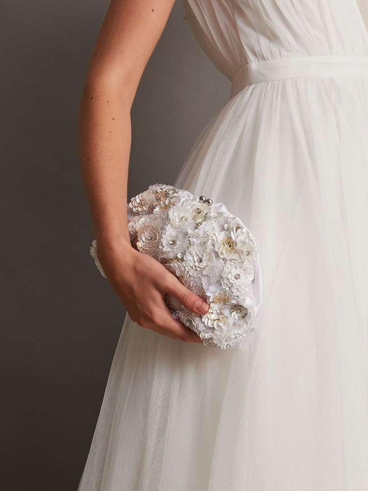 Monsoon Natural Floral Embellished Bridal Bag - Image 4 of 4 Monsoon Natural Floral Embellished Bridal Bag - Image 4 of 4