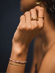 Accessorize צמיד שורות בציפוי 14 קרט עם חרוזים - תמונה 2 מתוך 3