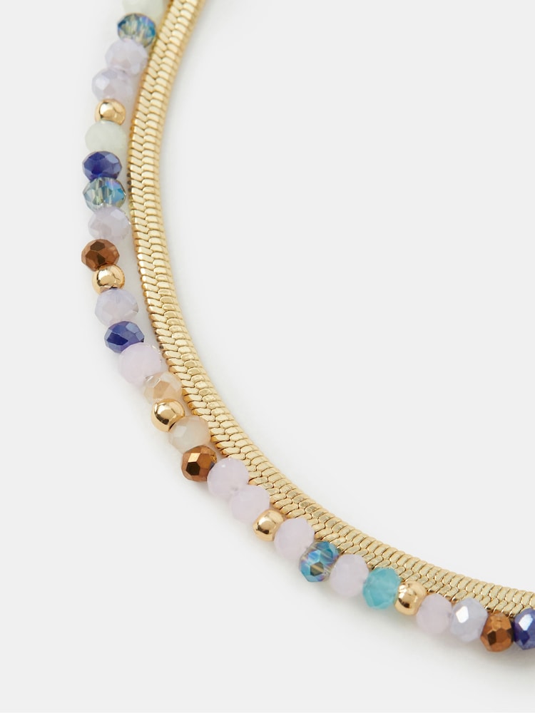 Accessorize צמיד שורות בציפוי 14 קרט עם חרוזים - תמונה 3 מתוך 3