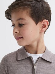 Reiss Woodsmoke Robertson 9-14 yrs Slim Fit Merino Wool Polo Shirt - Image 1 of 6