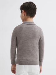 Reiss Woodsmoke Robertson 9-14 yrs Slim Fit Merino Wool Polo Shirt - Image 5 of 6