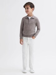 Reiss Woodsmoke Robertson 9-14 yrs Slim Fit Merino Wool Polo Shirt - Image 6 of 6
