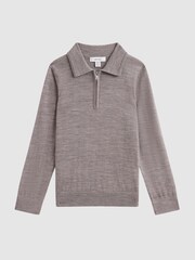 Reiss Woodsmoke Robertson 9-14 yrs Slim Fit Merino Wool Polo Shirt - Image 6 of 7
