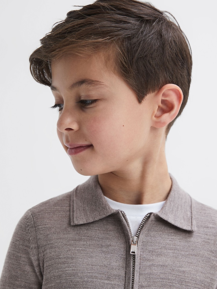 Reiss Woodsmoke Robertson 9-14 yrs Slim Fit Merino Wool Polo Shirt - Image 7 of 7 Reiss Woodsmoke Robertson 9-14 yrs Slim Fit Merino Wool Polo Shirt - Image 7 of 7