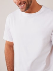 White Regular Fit Essential Crew Neck Cotton T-Shirt - Image 10 of 13