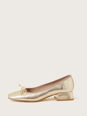 Monsoon Gold Squared-Toe Block Heels - Image 3 of 3