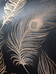 Laurence Llewelyn-Bowen Black/Gold Dandy Metallic Feather Jacquard Duvet Cover and Pillowcase Set - Image 2 of 2