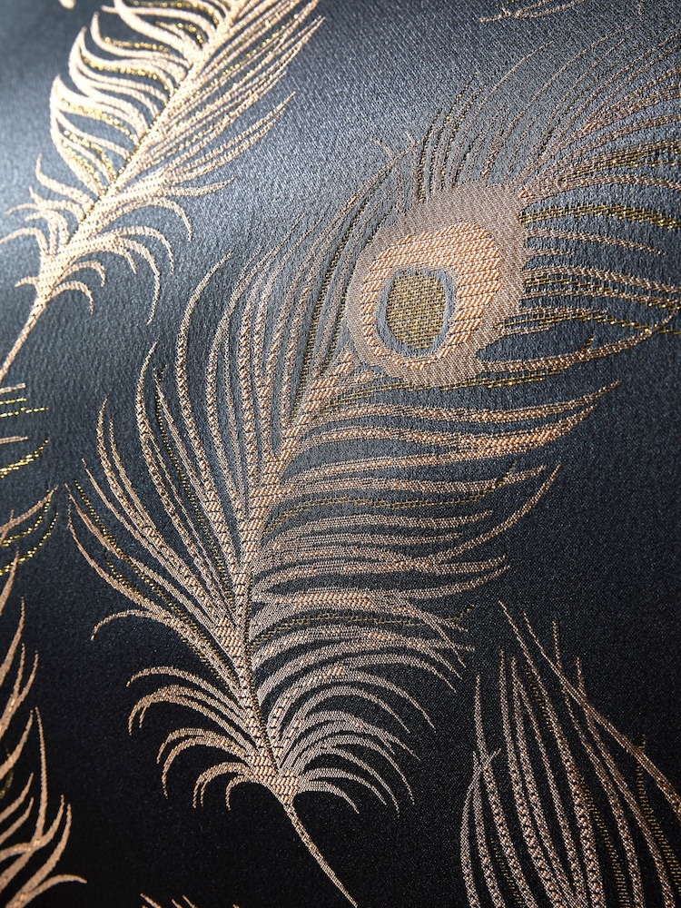 Laurence Llewelyn-Bowen Black/Gold Dandy Metallic Feather Jacquard Duvet Cover and Pillowcase Set - Image 2 of 2