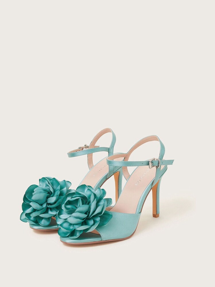 Monsoon Blue Corsage Satin Stilettos Sandals - Image 1 of 3 Monsoon Blue Corsage Satin Stilettos Sandals - Image 1 of 3