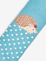 JoJo Maman Bébé Duck Egg Cotton Rich Hedgehog Knee Tights - Image 2 of 2
