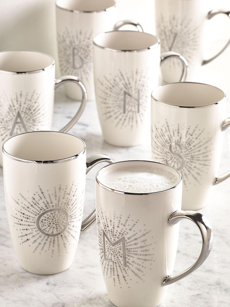 Silver Monogram Latte Mug - Image 1 of 2 Silver Monogram Latte Mug - Image 1 of 2