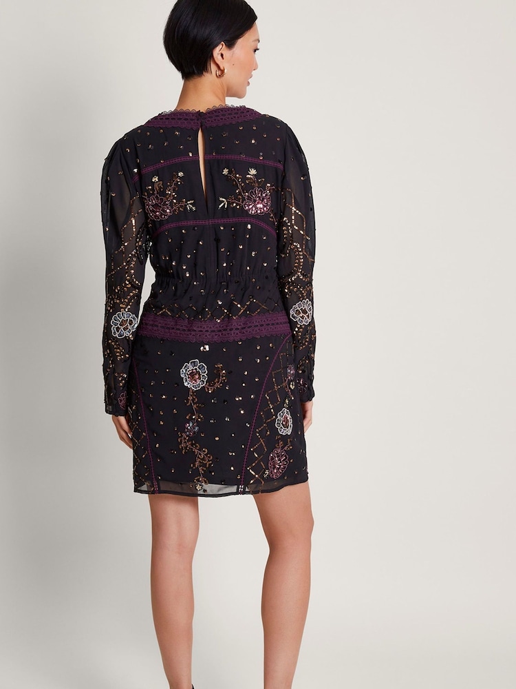 Monsoon Black Embellished Ariah Tunic Dress - Image 2 of 4