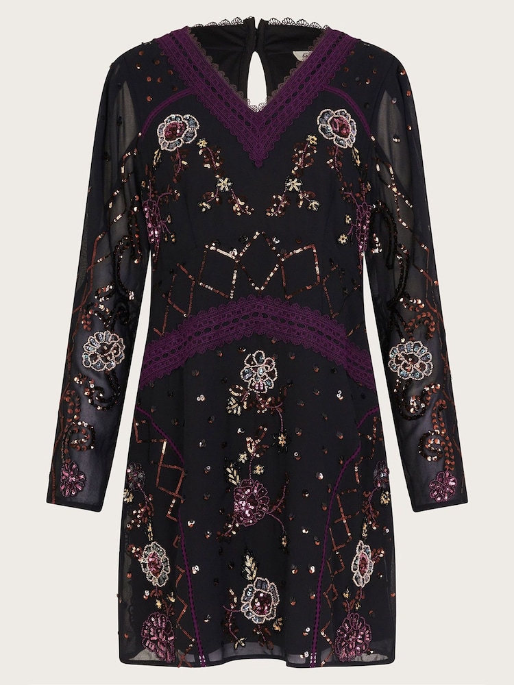 Monsoon Black Embellished Ariah Tunic Dress - Image 4 of 4