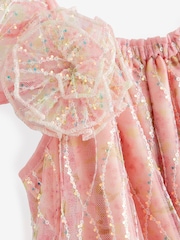 Pink Floral Sequin One Shoulder Party Dress (3-16yrs) - Image 7 of 8