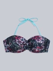 Animal Blue Docks Printed Tie Front Womens Bikini Top - Image 4 of 5