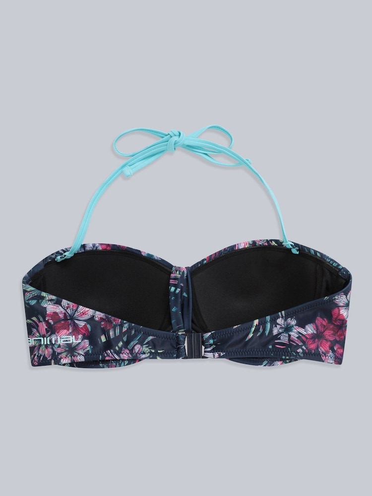 Animal Blue Docks Printed Tie Front Womens Bikini Top - Image 5 of 5
