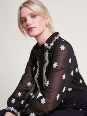 Monsoon Black Embroidered Fiori Blouse - Image 1 of 5