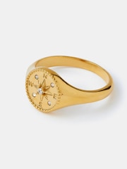 Accessorize Gold Tone Stainless Steel Compass Coin Ring - Image 1 of 1