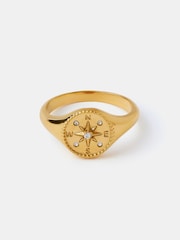 Accessorize Gold Tone Stainless Steel Compass Coin Ring - Image 2 of 3